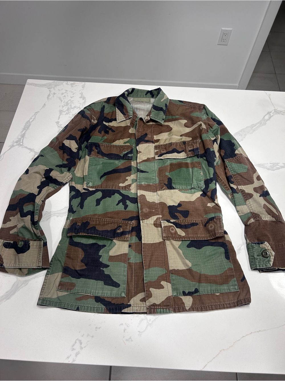 Vintage Unisex Camouflage Utility Jacket - Green Camo